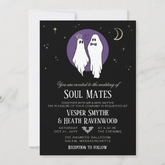 Soul Mates Haunted Ghost Halloween Wedding Invitation