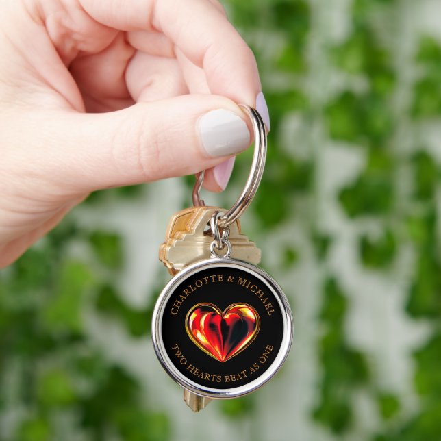 Soul Mates Two Hearts Beat As One Valentine Love Key Ring (Hand)