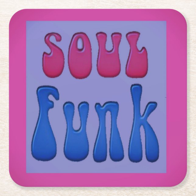 Soul Music Funky words graphics Square Paper Coaster (Front)