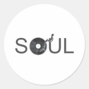 Soul Music Turntable - vinyl Record DJ Deck Classic Round Sticker
