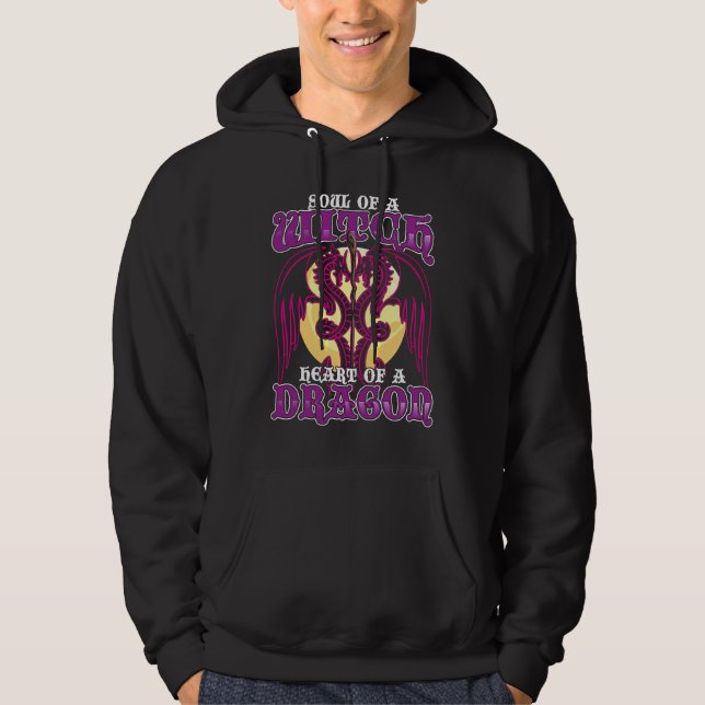 Soul Of A Witch Heart Of A Dragon  Halloween Mythi Hoodie (Front)