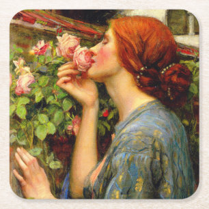 Soul of the Rose John William Waterhouse Square Paper Coaster
