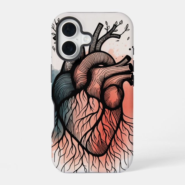 Soul Roots: Heart & Tree Minimalist  iPhone 16 Case (Back)