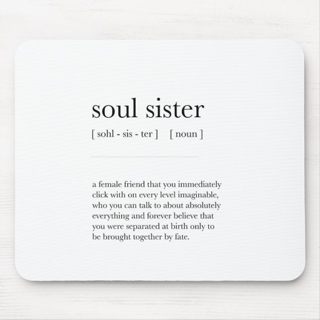 soul sister Definition Meaning Dictionary Art Deco Mouse Pad (Front)