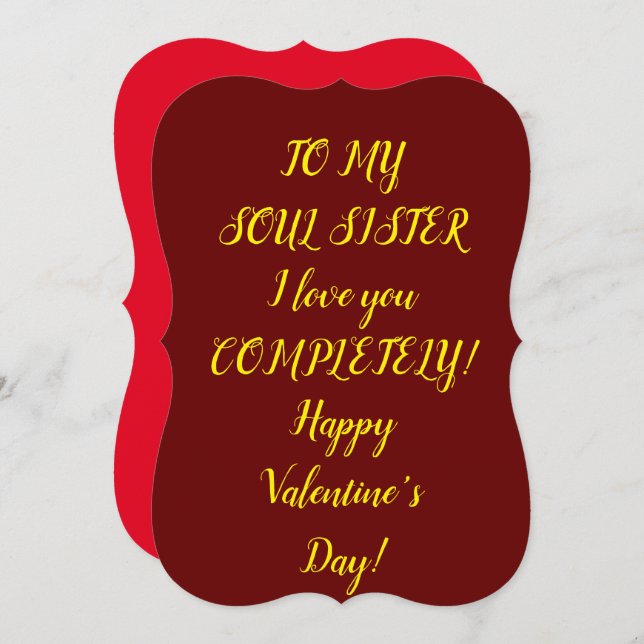 Soul Sister Flat Valentine's Day Card (Front/Back)