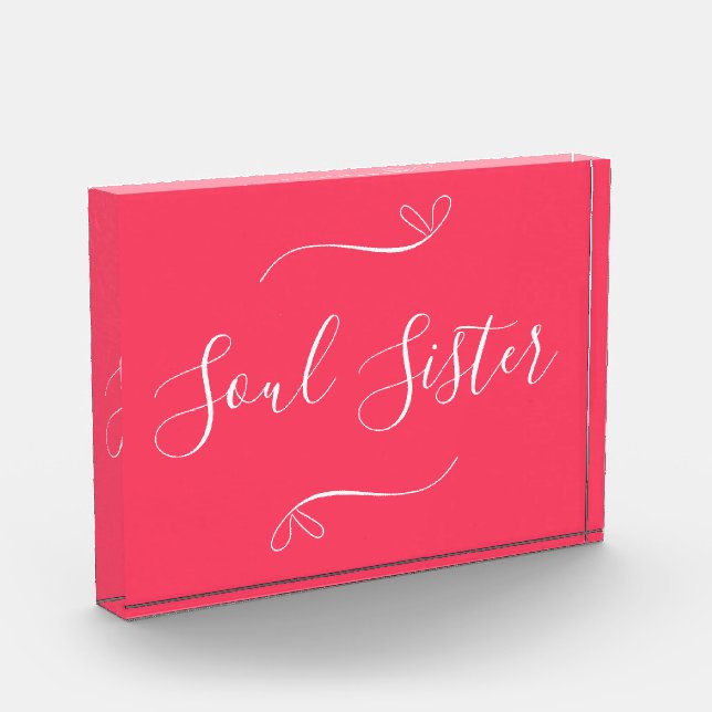 Soul Sister Hot Pink Minimal Modern Photo Block (Left)