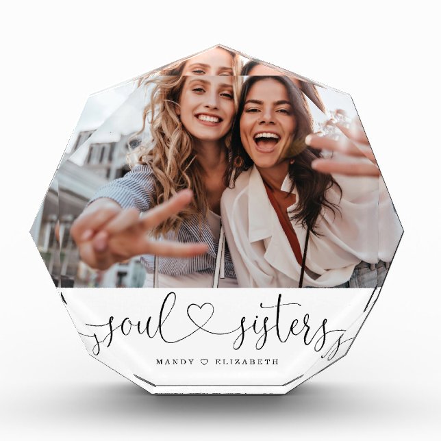Soul Sister Script Gift For Sister Photo Keepsake Block (Front)