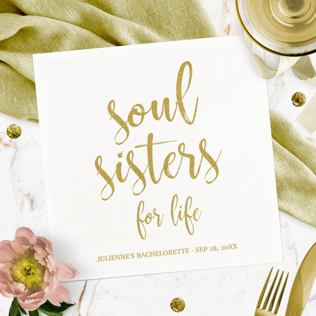 Soul Sisters for Life Glitter Bachelorette Napkin (Creator Uploaded)