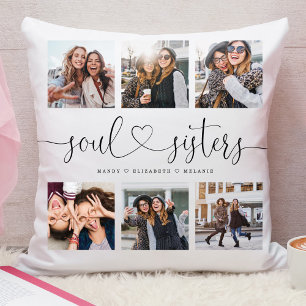 Soul Sisters Script Best Friends Photo Collage Cushion