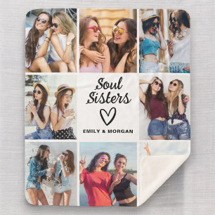 Soul Sisters Script Gift For Friends Photo Collage Sherpa Blanket