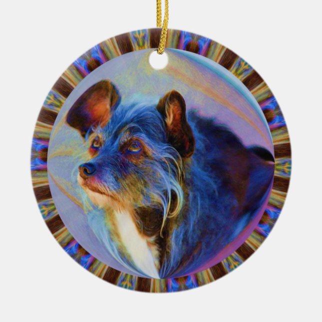Soulful Eyes Terrier Dog Art Ornament (Front)