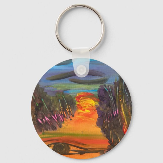 Soulful Horizon Hand Painted Design  Key Ring (Back)