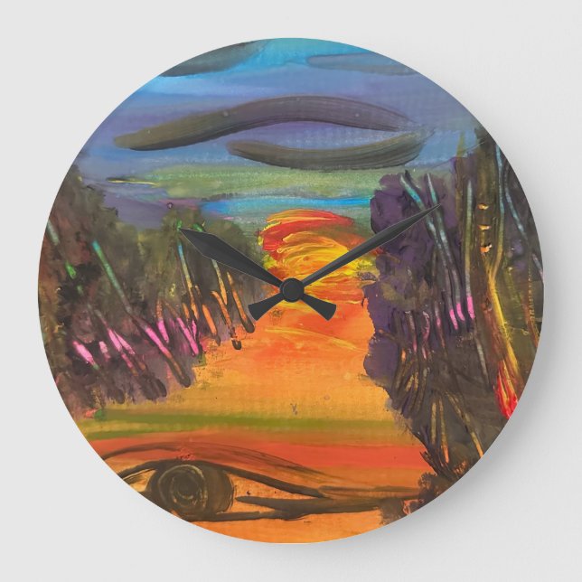 Soulful Horizon Hand Painted Design  Large Clock (Front)