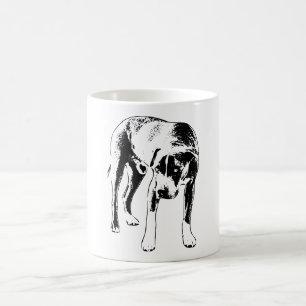 Soulful Pitbull Mix, Standing Ink Portrait Coffee Mug