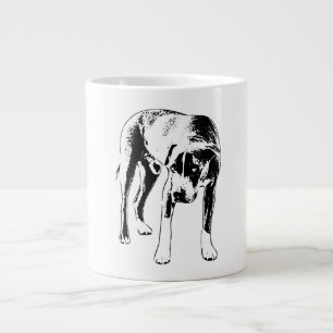 Soulful Pitbull Mix, Standing Ink Portrait Large Coffee Mug