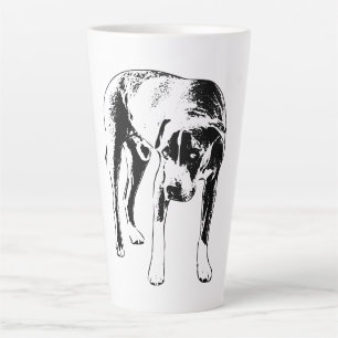 Soulful Pitbull Mix, Standing Ink Portrait Latte Mug
