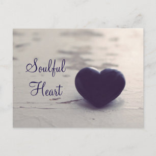 Soulful Purple Stone Heart on a Sandy Beach Postcard