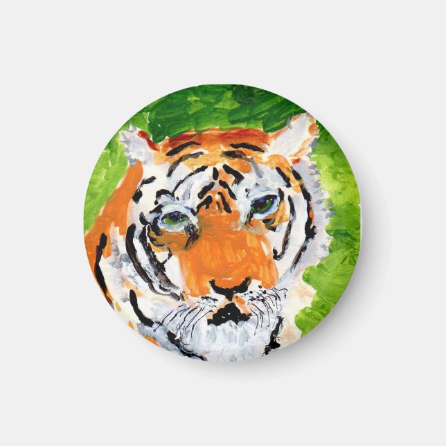 Soulful tiger round magnet (Front)