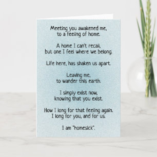 Soulmate Connection HOMESICK Poem Holiday Card