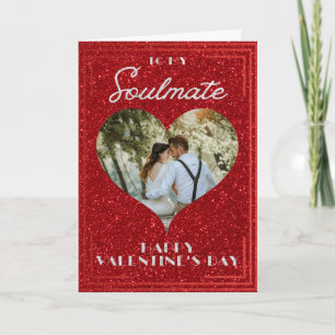 Soulmate Custom Photo Glitter Valentine Card