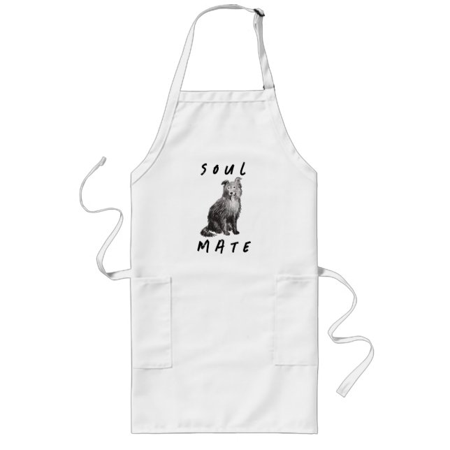 Soulmate dog pencil drawing long apron (Front)