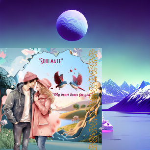 Soulmate Lovebirds Couple Romantic Quote Valentine