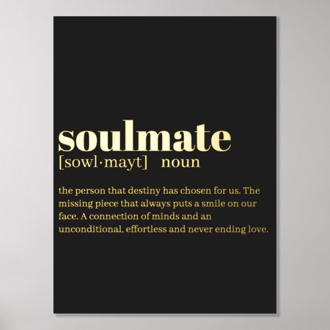 Soulmate Noun Dictionary Definition Foil Prints (Front)