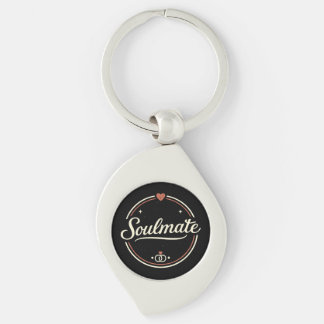 Soulmate Retro Love Minimal (Dark) Couple Matching Key Ring