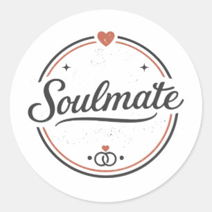 Soulmate Retro Love Minimal(Light) Couple Matching Classic Round Sticker