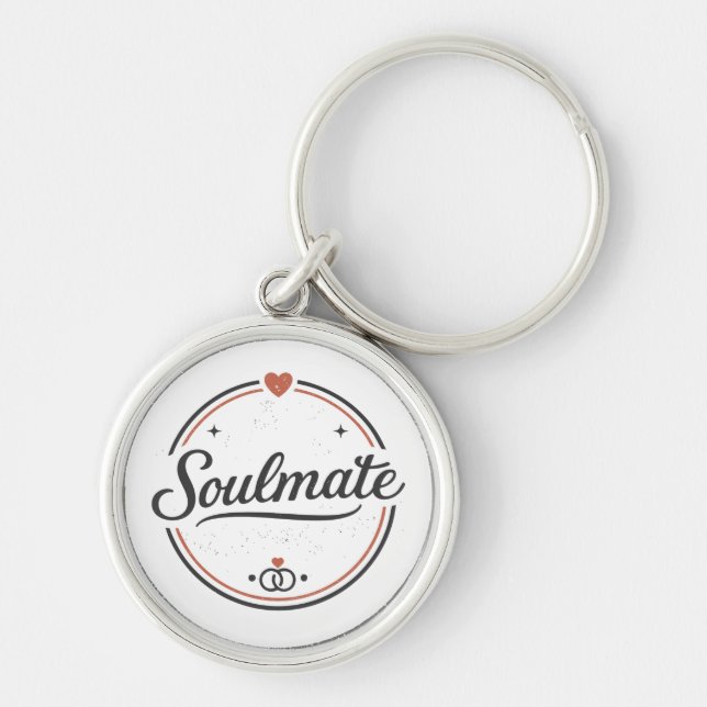 Soulmate Retro Love Minimal(Light) Couple Matching Key Ring (Front)