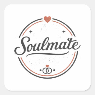 Soulmate Retro Love Minimal(Light) Couple Matching Square Sticker