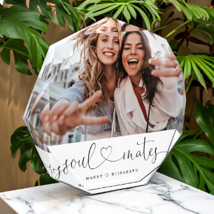 Soulmate Script   Best Friends Gift Photo Keepsake Block