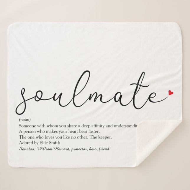 Soulmate Script Love Heart Definition Sherpa Blanket (Front (Horizontal))