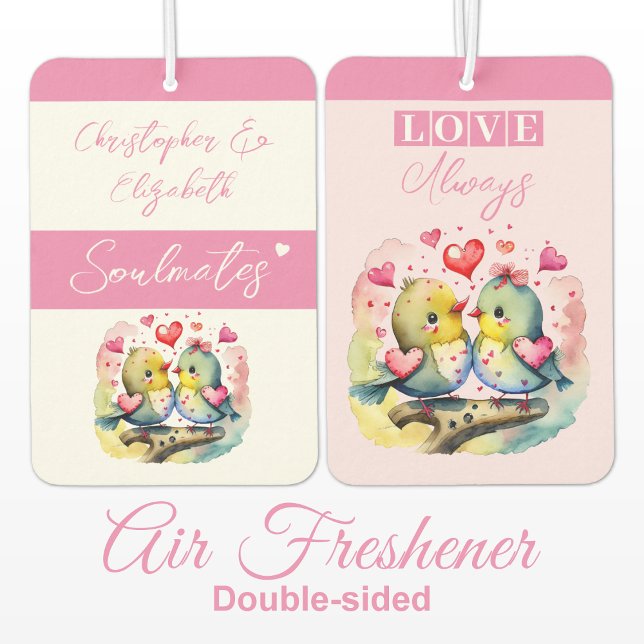 Soulmates birds love always pink car air freshener (Creator Uploaded)