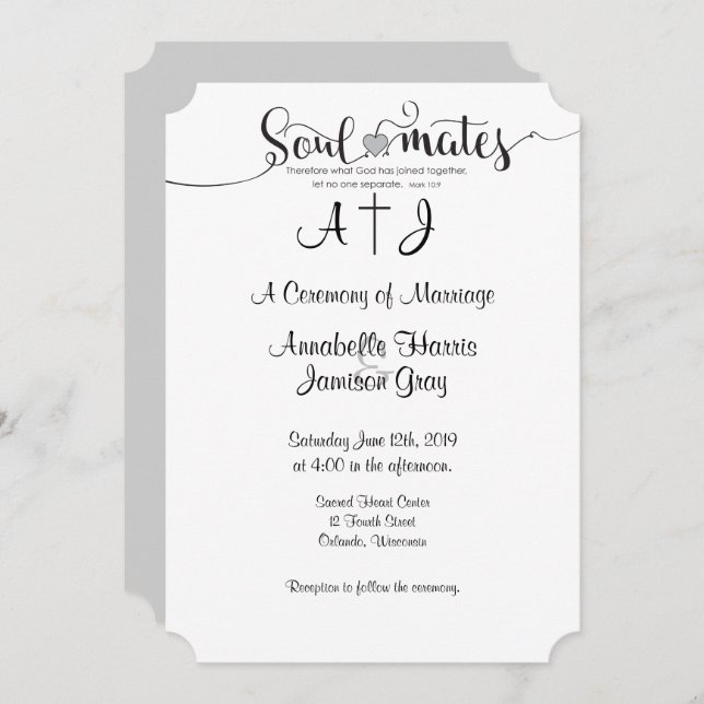 Soulmates Christian Message Wedding Invitation (Front/Back)