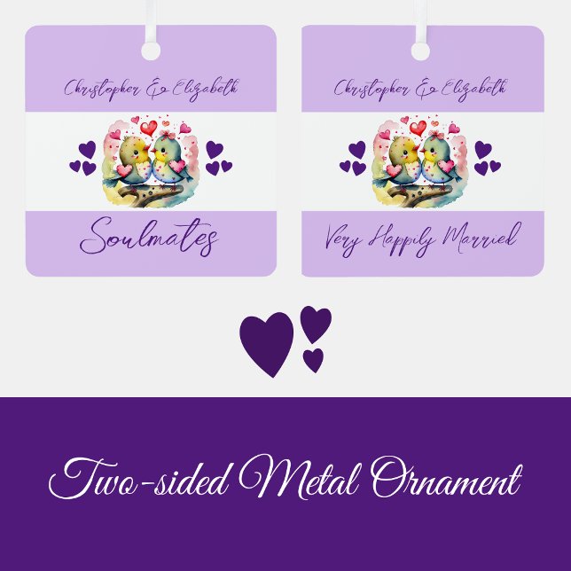Soulmates cute birds happily married purple metal tree decoration (Creator Uploaded)
