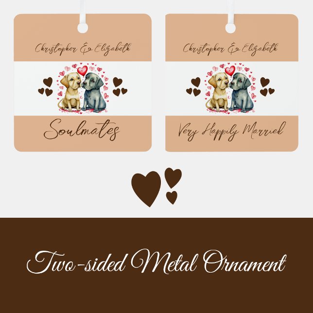 Soulmates cute dogs happily married brown metal tree decoration (Creator Uploaded)