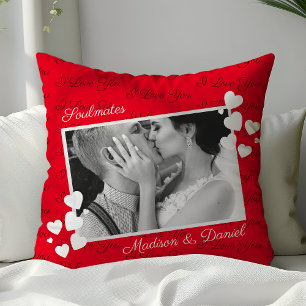 Soulmates I Love You Personalised Photo Romantic Cushion