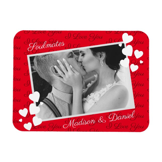 Soulmates I Love You Personalised Photo Romantic Magnet (Horizontal)