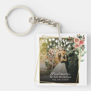 Soulmates I Love You wedding Photo Valentine Key Ring