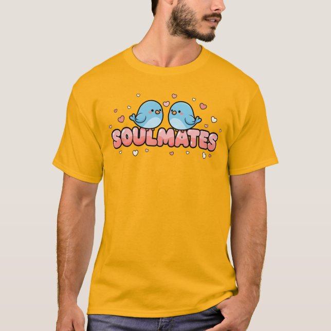 Soulmates: Kawaii Bluebirds Pastel Love T-Shirt (Front)