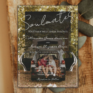 Soulmates Photo Wedding Invitation   White Text