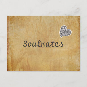 Soulmates with Glitter Heart Postcard