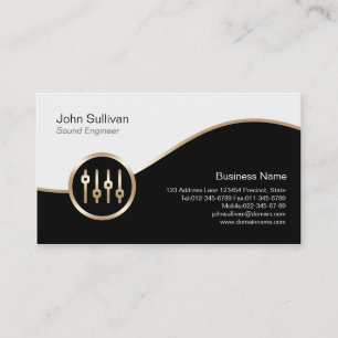 Sound Engineer Business Card Gold Volume Sliders