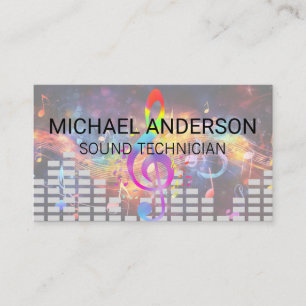 Sound Engineer   Colourful Music Background Business Card