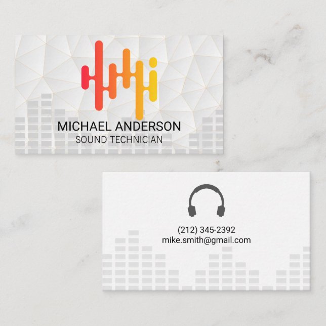 Sound Engineer | Colourful Music Equalizer Graphic Business Card (Front/Back)