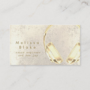 sound engineer dee jay faux gold headphones business card