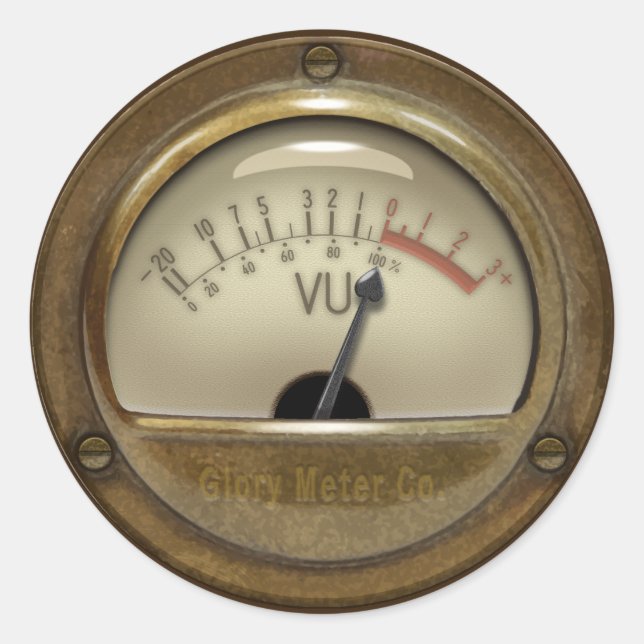 Sound Engineer & DJ Steampunk VU Metre Design Classic Round Sticker (Front)