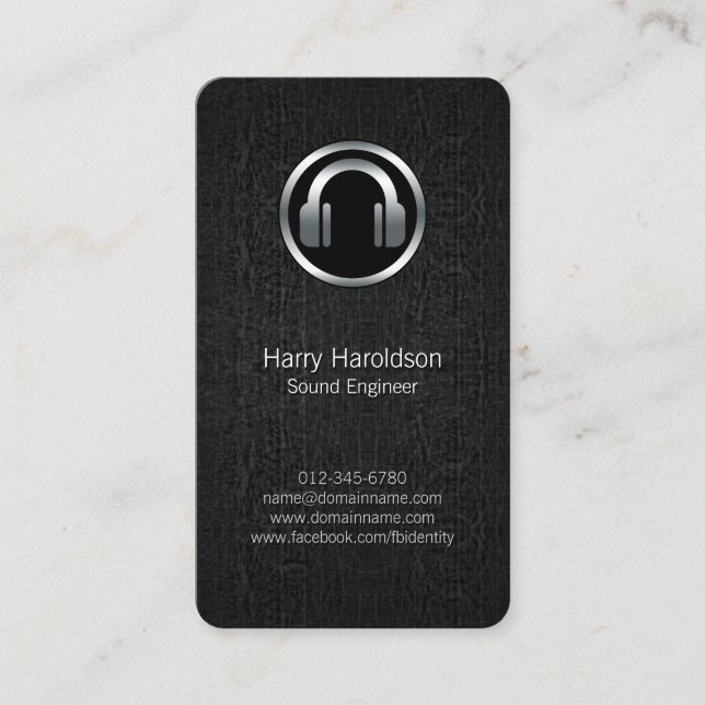Sound Engineer Headphones BlackGrunge BusinessCard Business Card (Front)
