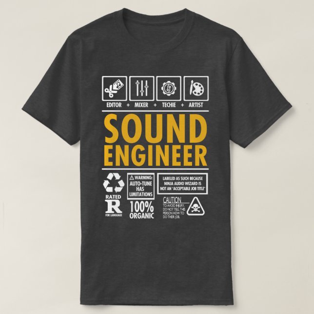 Sound Engineer Mixer Editor Artist T-Shirt (Design Front)